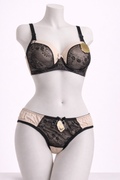Black Lace Nude Contrast Bra and Panty Set