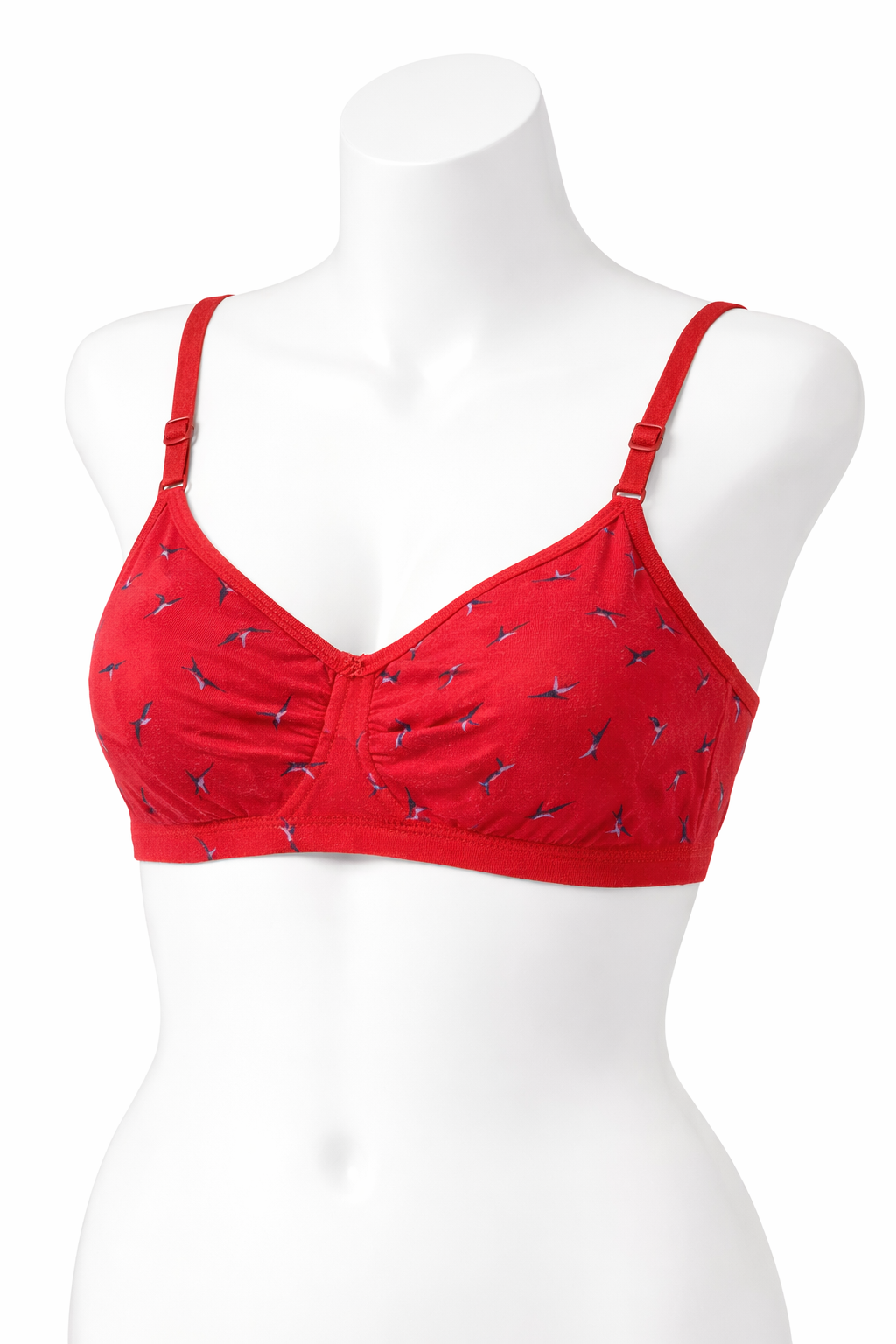 Navy Blue & Red Blended Bra