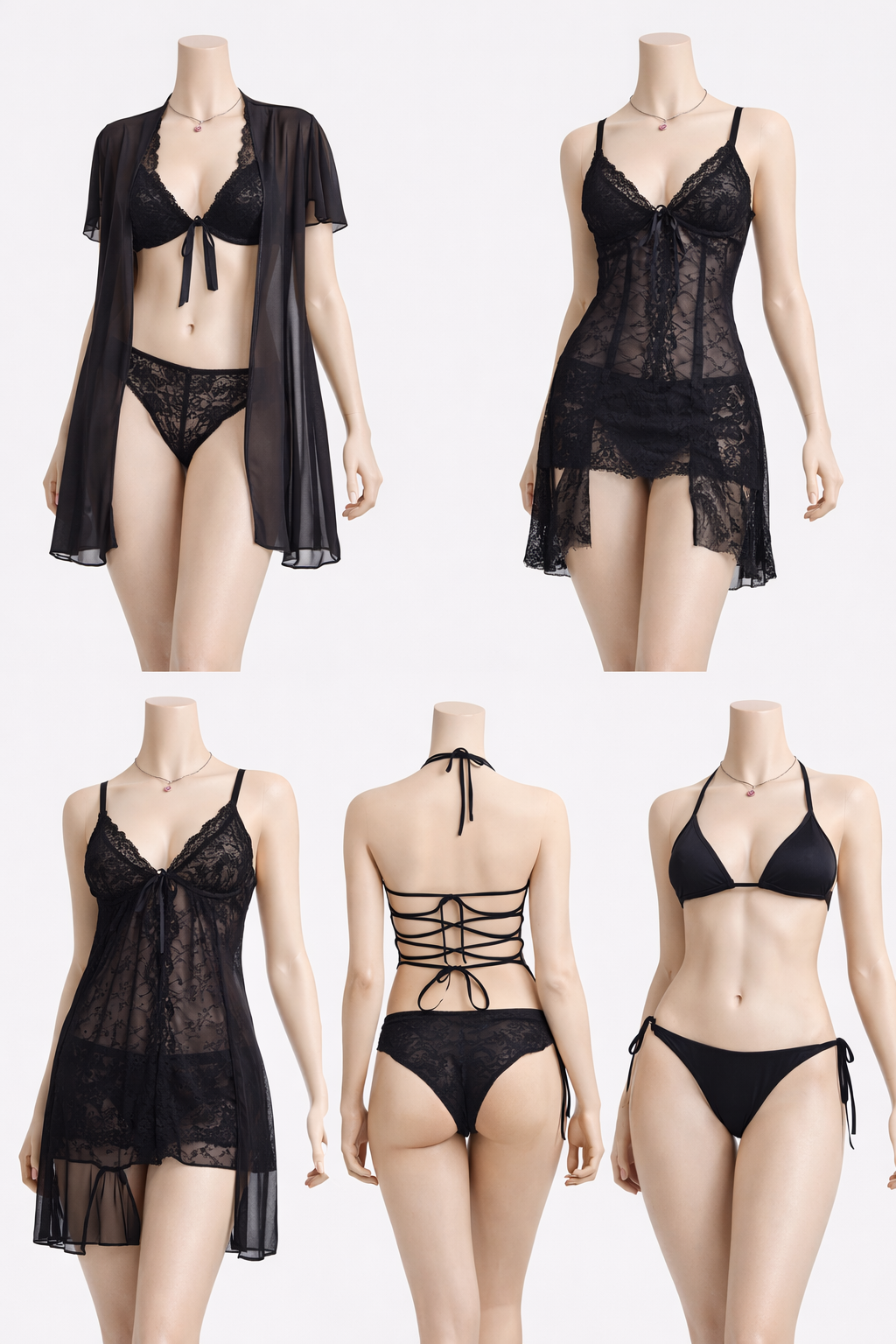 Noir Lace Seduction Set (5-Piece)