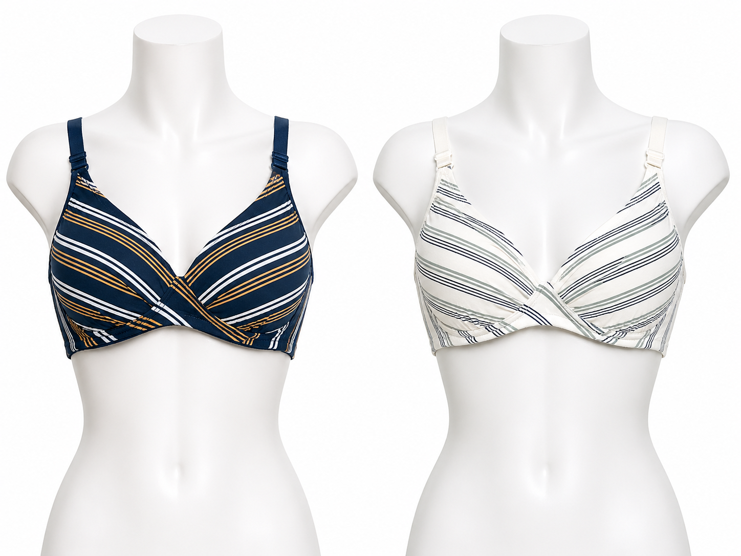Striped Cotton Bra (White Variant)