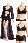 Midnight Luxe Lace Robe Set (3-Piece)