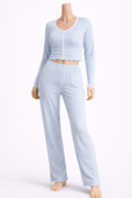 Sky Blue Cozy Knit Lounge Set (2-Piece)
