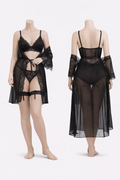 Black Lace 3-Piece Nightwear Robe Set