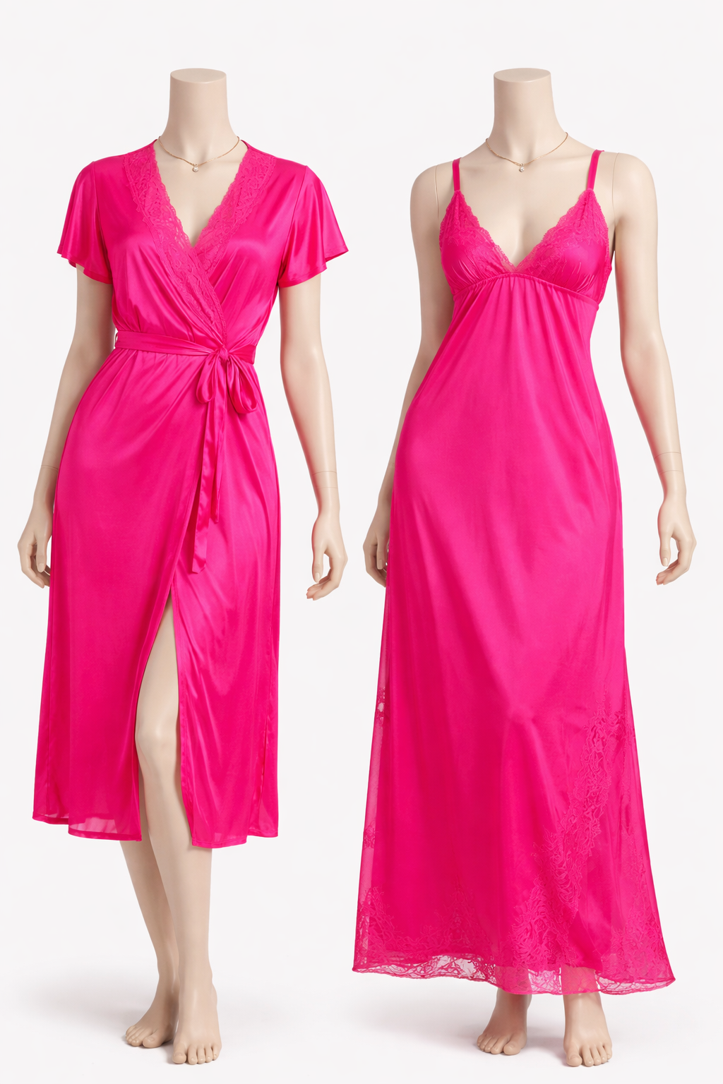 Satin Bliss Pink Nightwear Set (2-Piece)