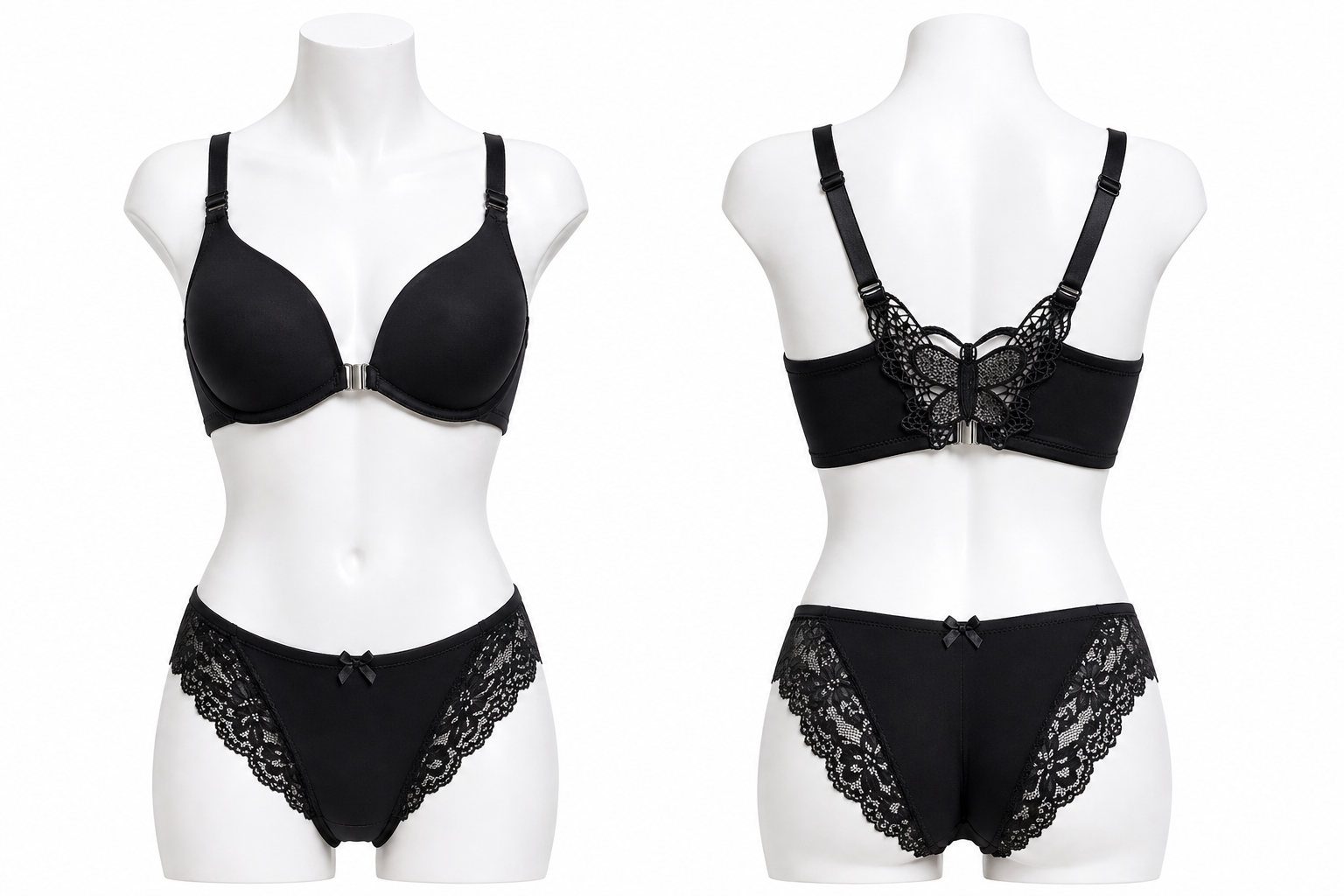 Imported Butterfly Back Lace Padded Bra Set – Premium Ring Support Wear