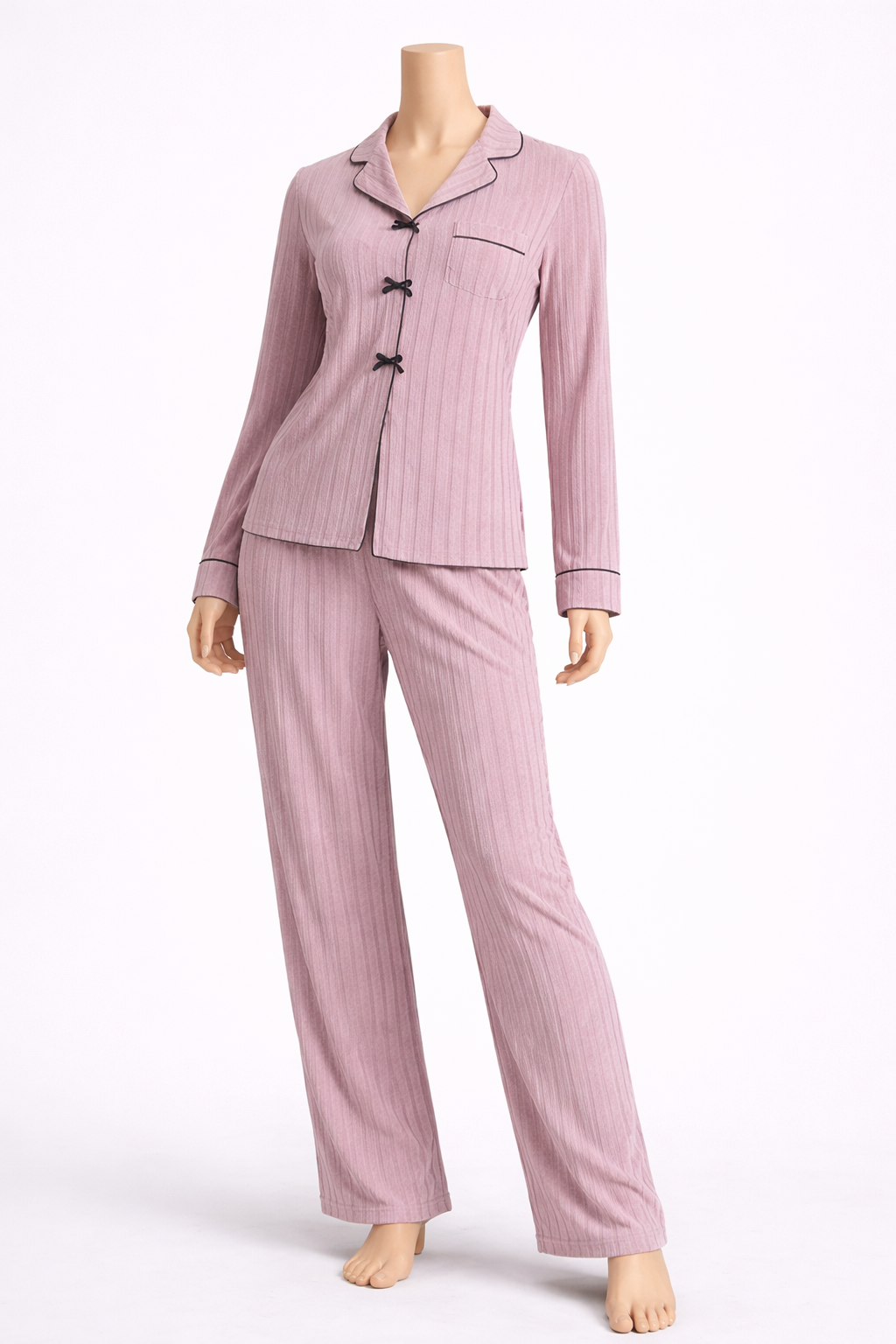 Blush Comfort Ribbed Pajama Set (2-Piece)
