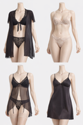 Midnight Lace Elegance Lingerie Set (3-Piece)
