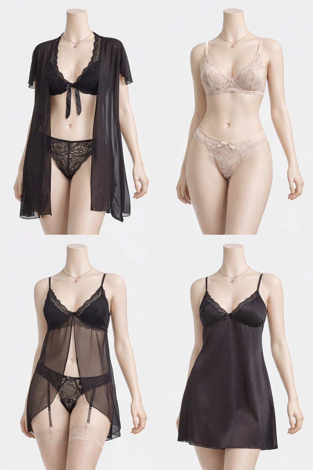 Midnight Lace Elegance Lingerie Set (3-Piece)