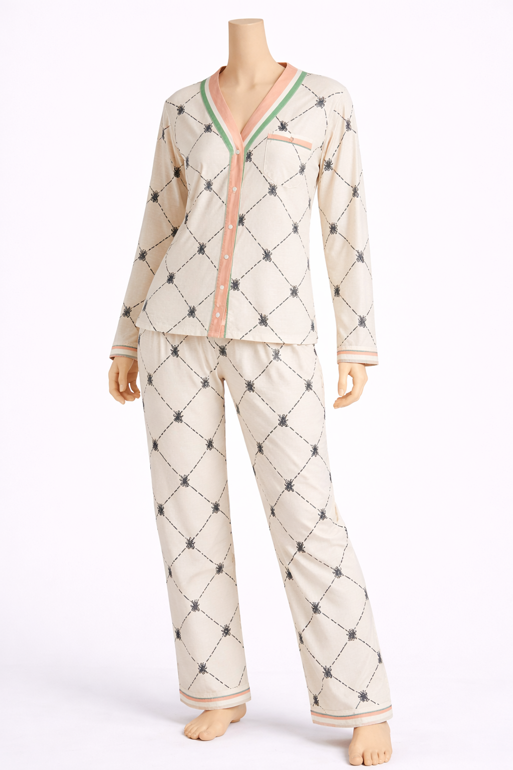 Ivory Grace Printed Pajama Set (2-Piece)