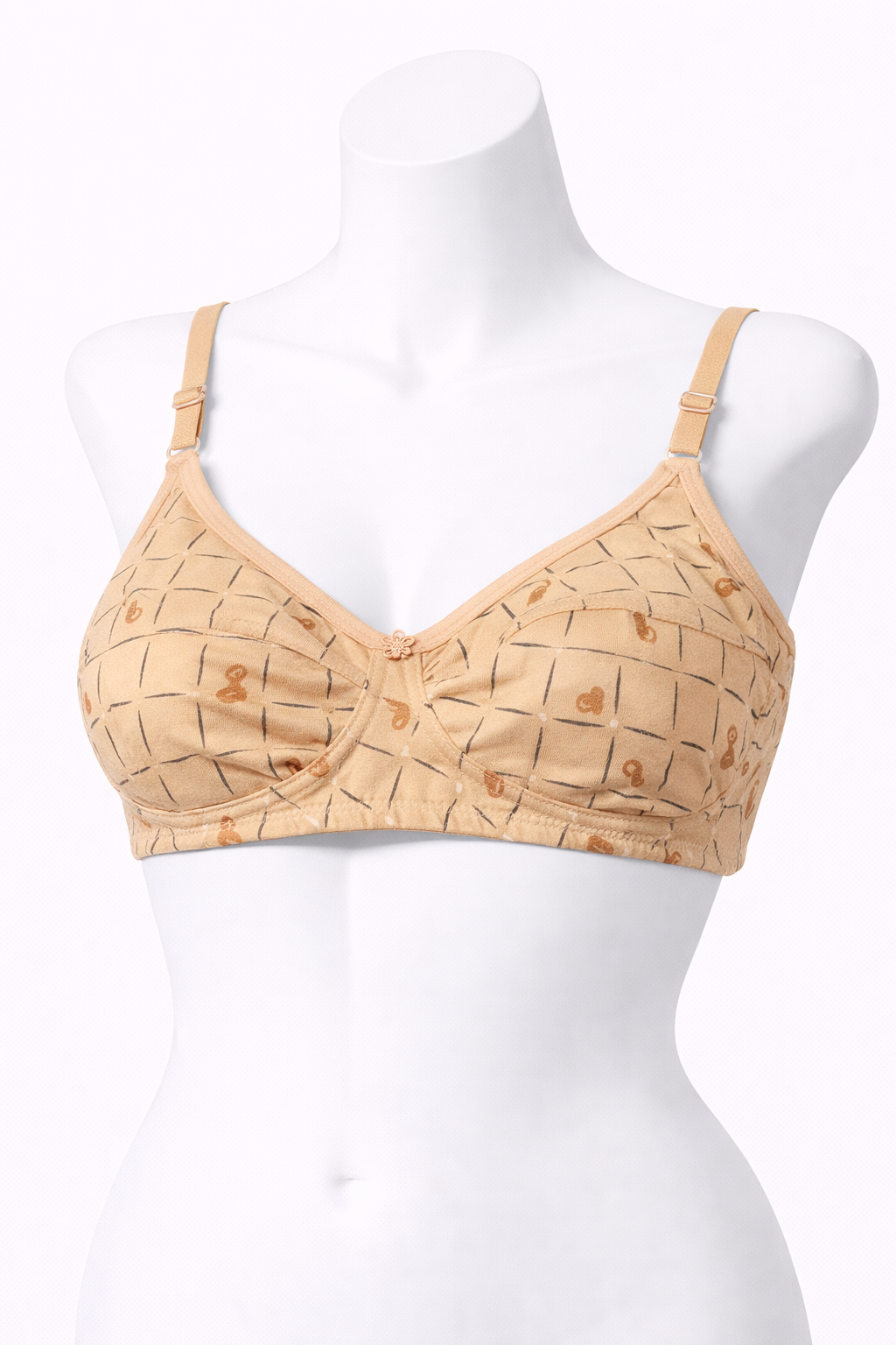 Skin Color Fancy Cotton Bra