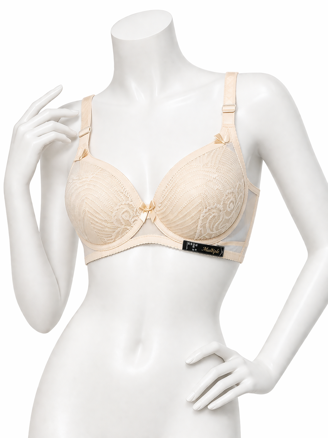 Imported Lace Padded Support Bra – Elegant Comfort Wear (Skin/Nude Variant)