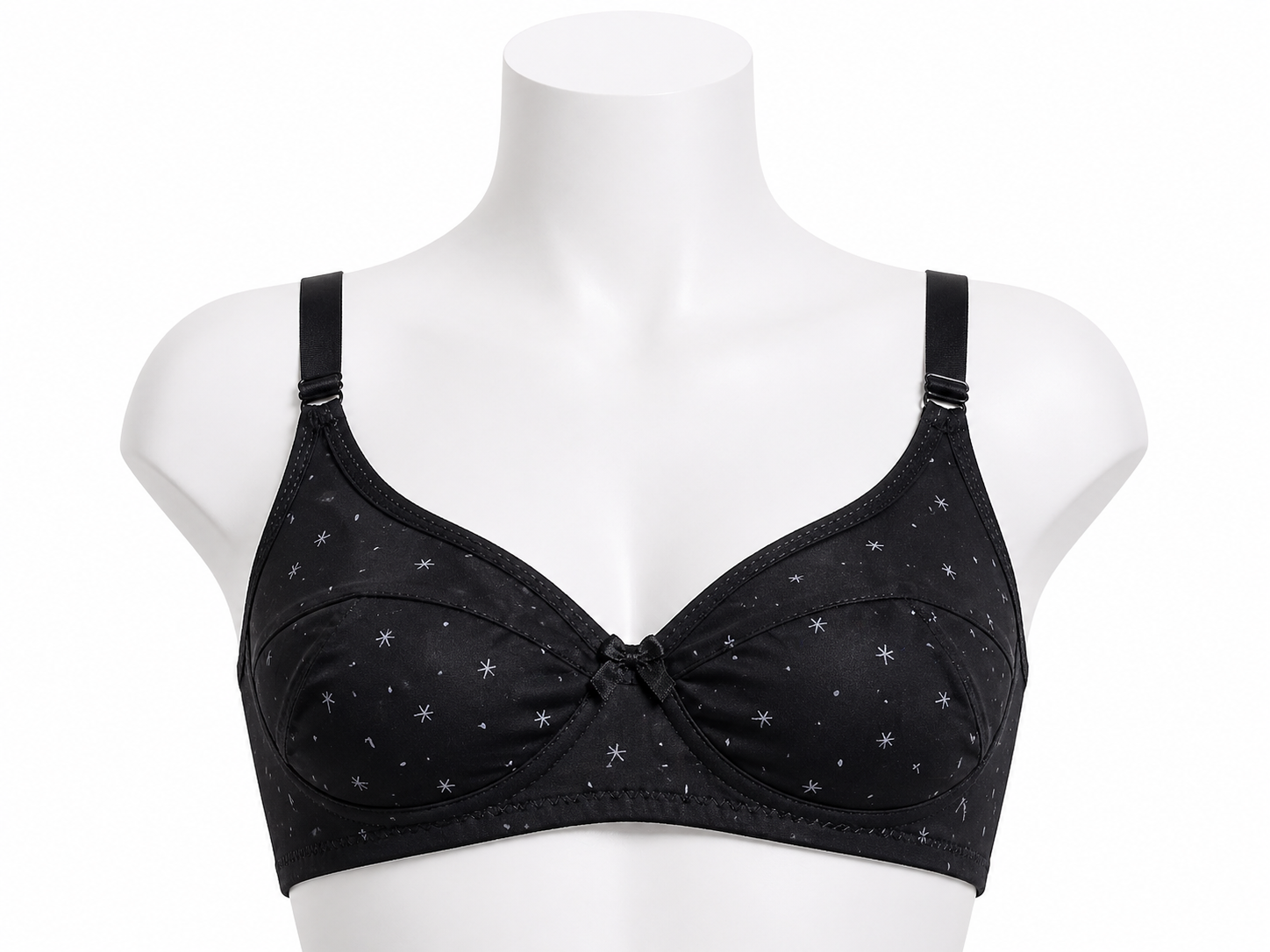 Black Printed Non-Padded Bra (Star Pattern)