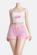 Cherry Blush Cotton Lounge Set (2-Piece)