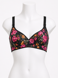 Floral Print Non-Padded Bra (Black Base)