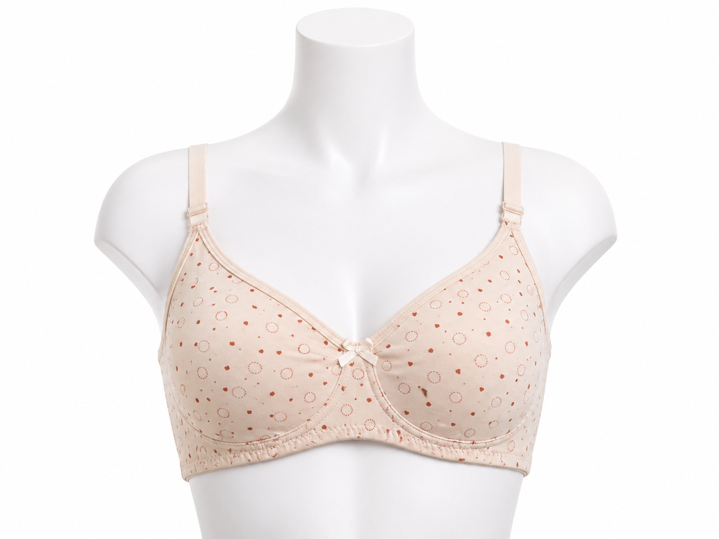Printed Cotton Support Bra (Star Pattern Beige)
