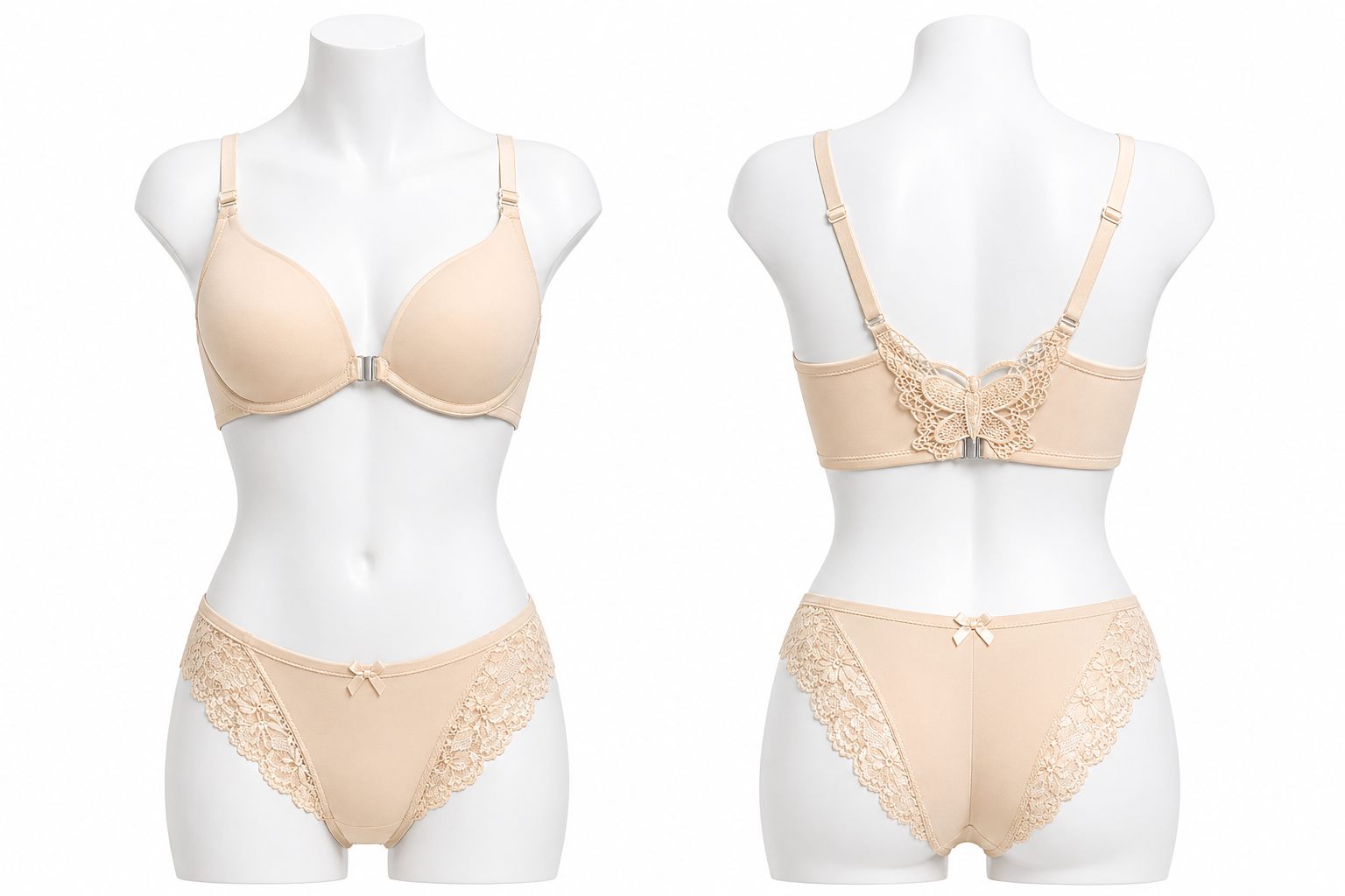 Imported Butterfly Back Lace Padded Bra Set – Premium Ring Support Wear