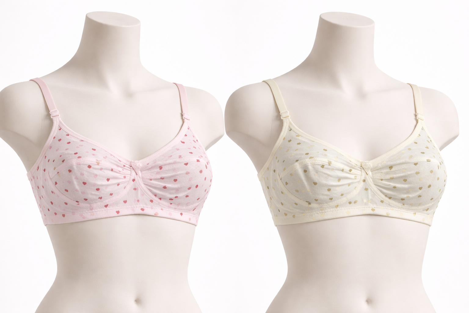Heart Print Cotton Bra