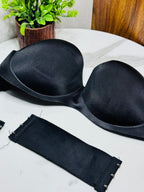 Strapless Padded Silky Bra with Extra Transparent Strap
