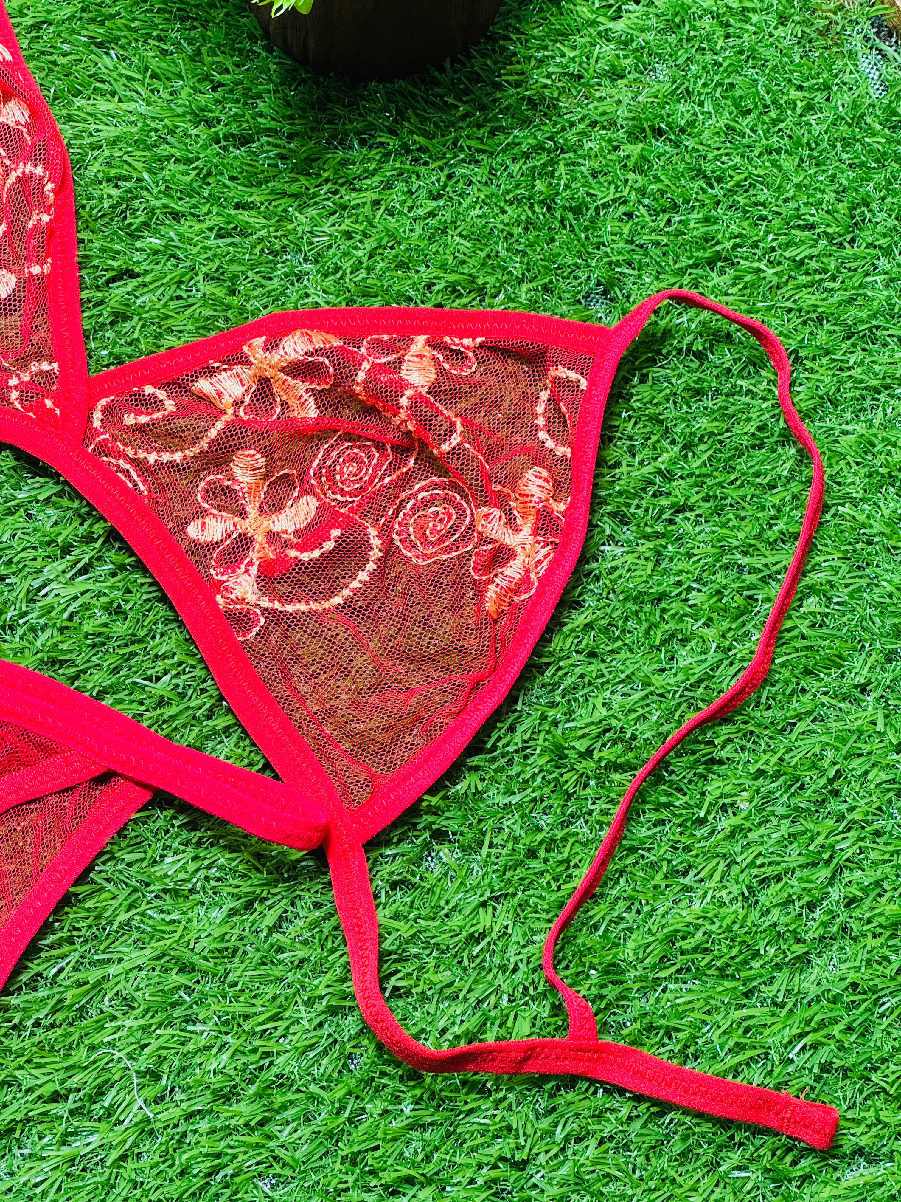 Floral Net Bikini Set