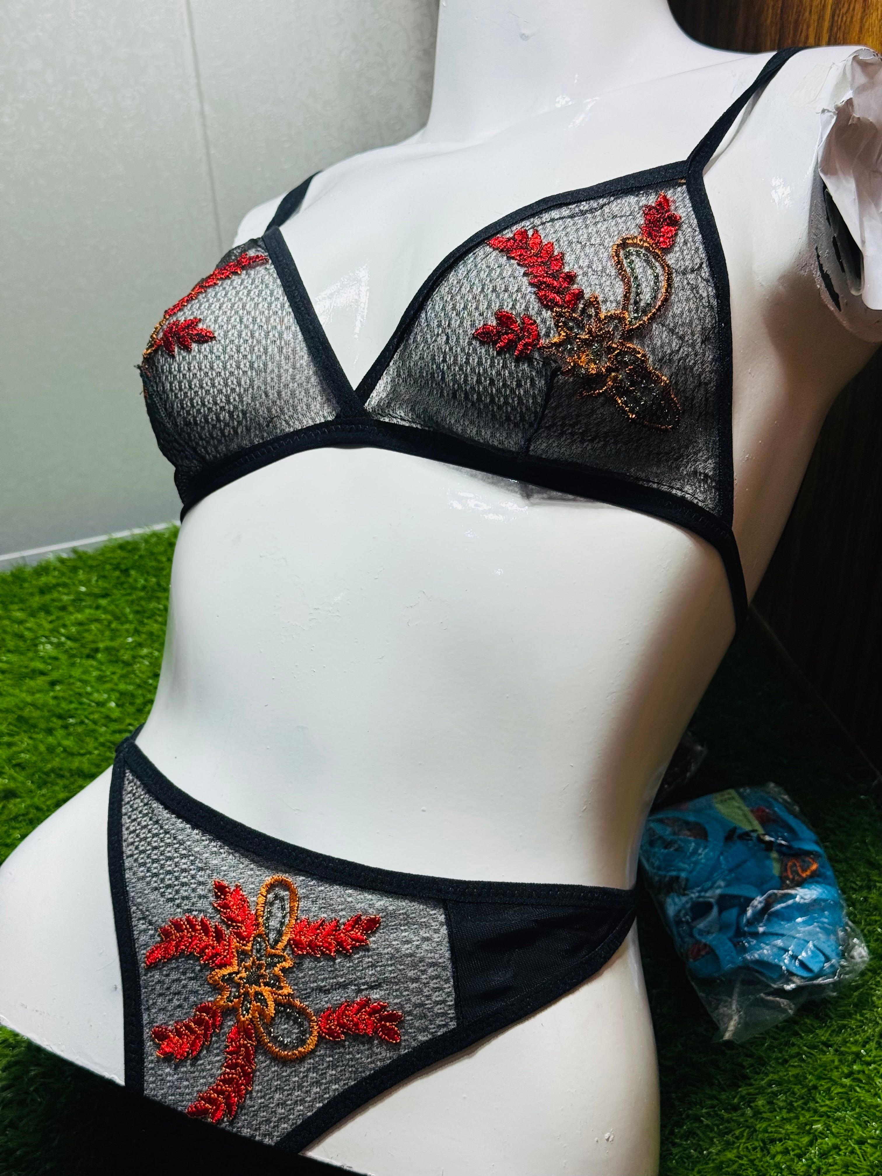 Floral Net Bikini Set