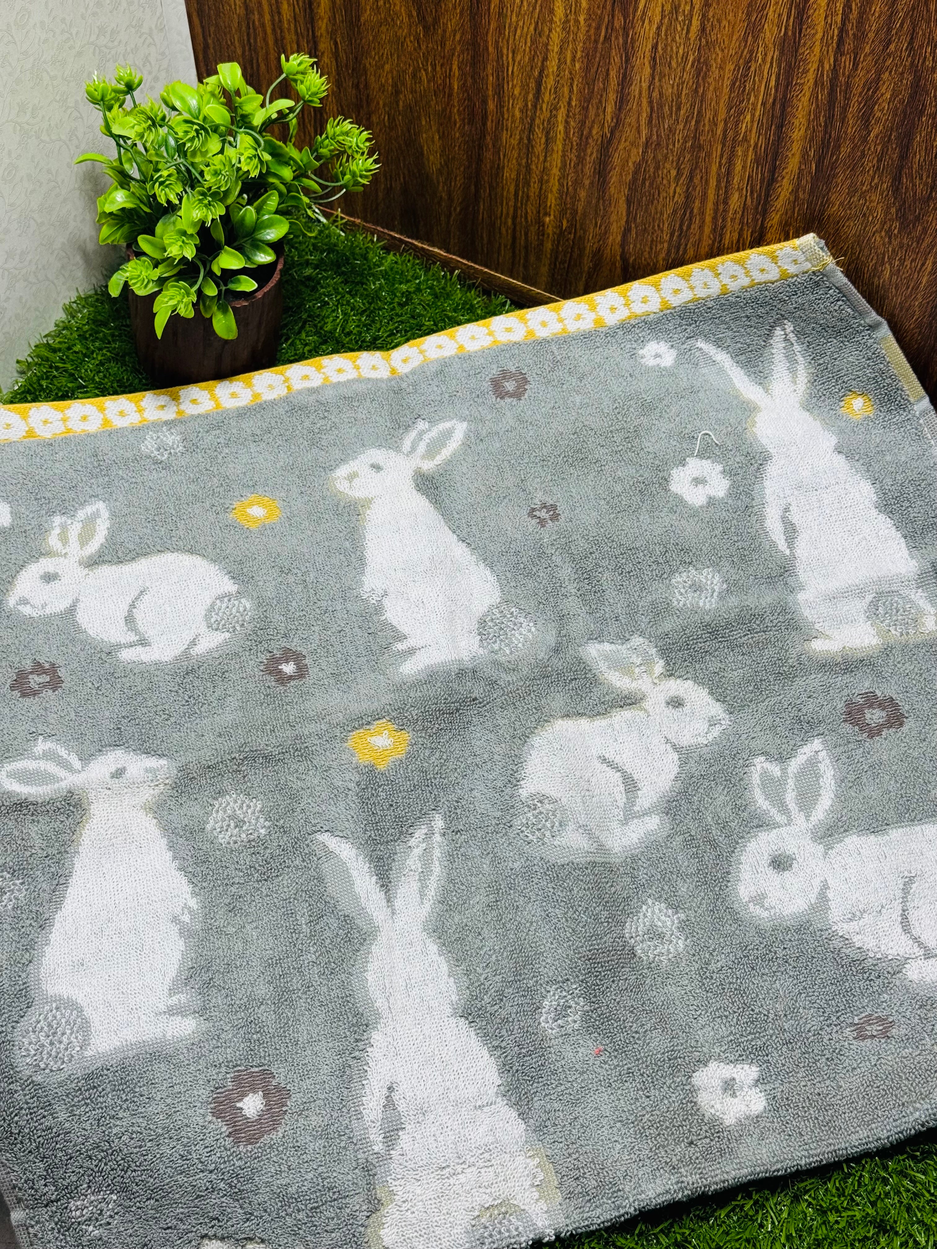 Cute Rabbit Print Soft Fabric Towel