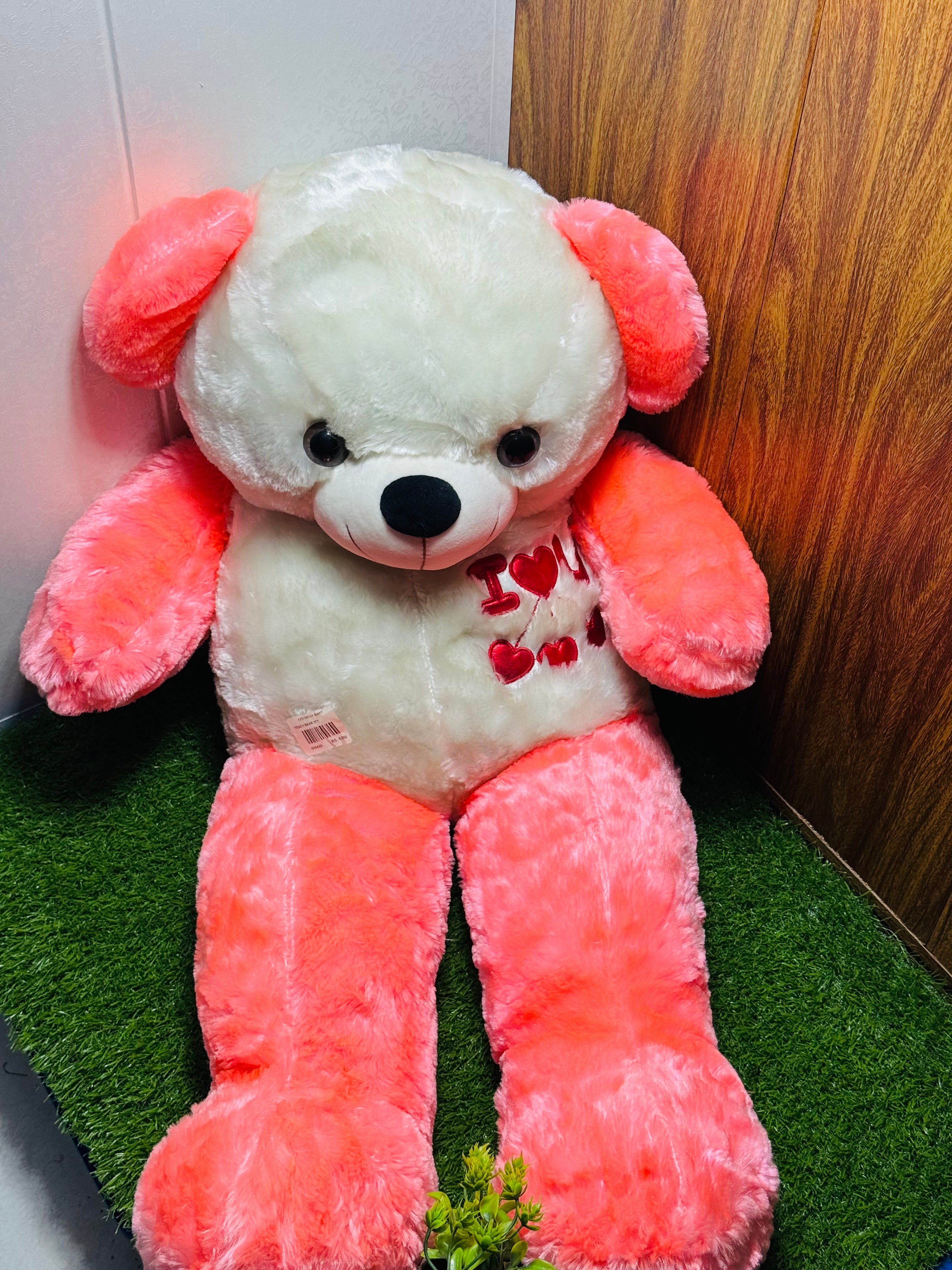 3-Feet Pink & White Fur Teddy Bear