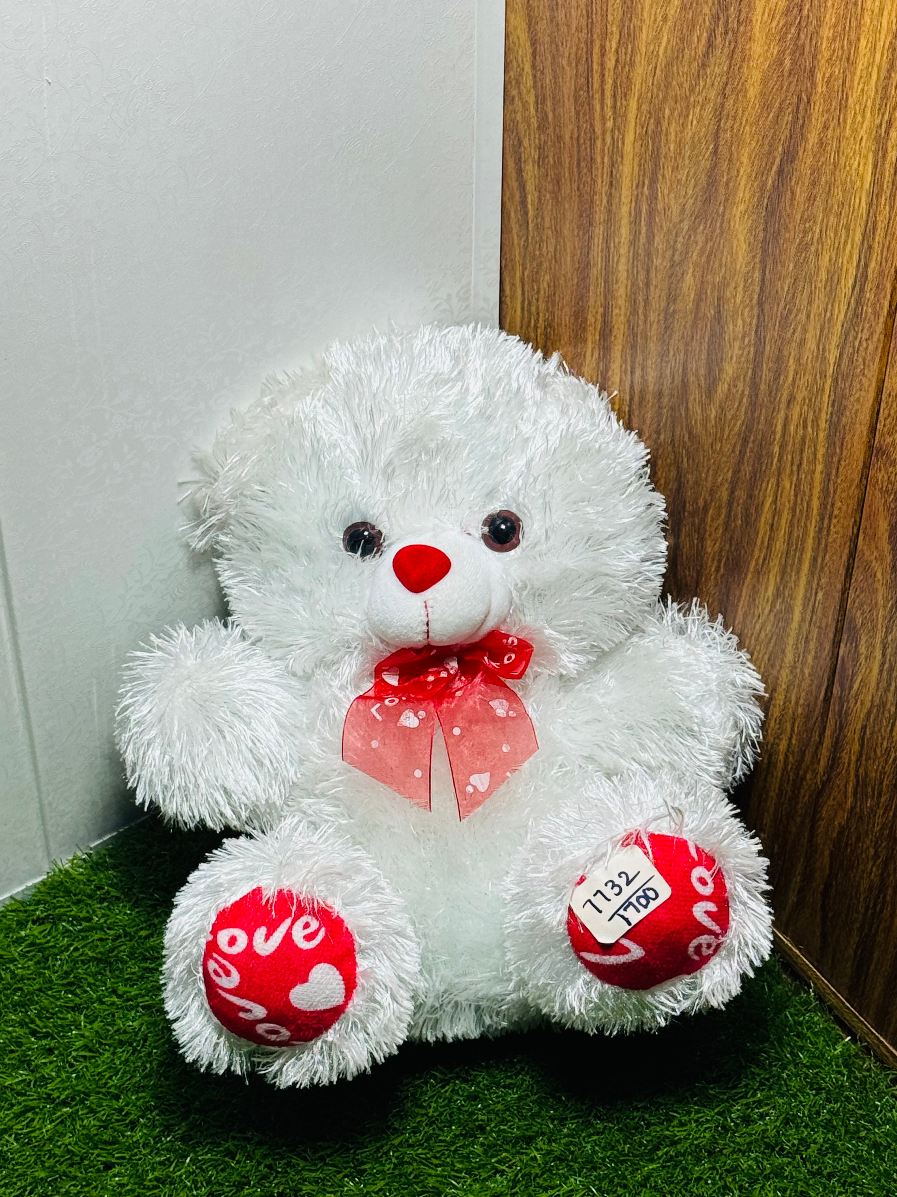 White Premium Fur Teddy Bear with Bow