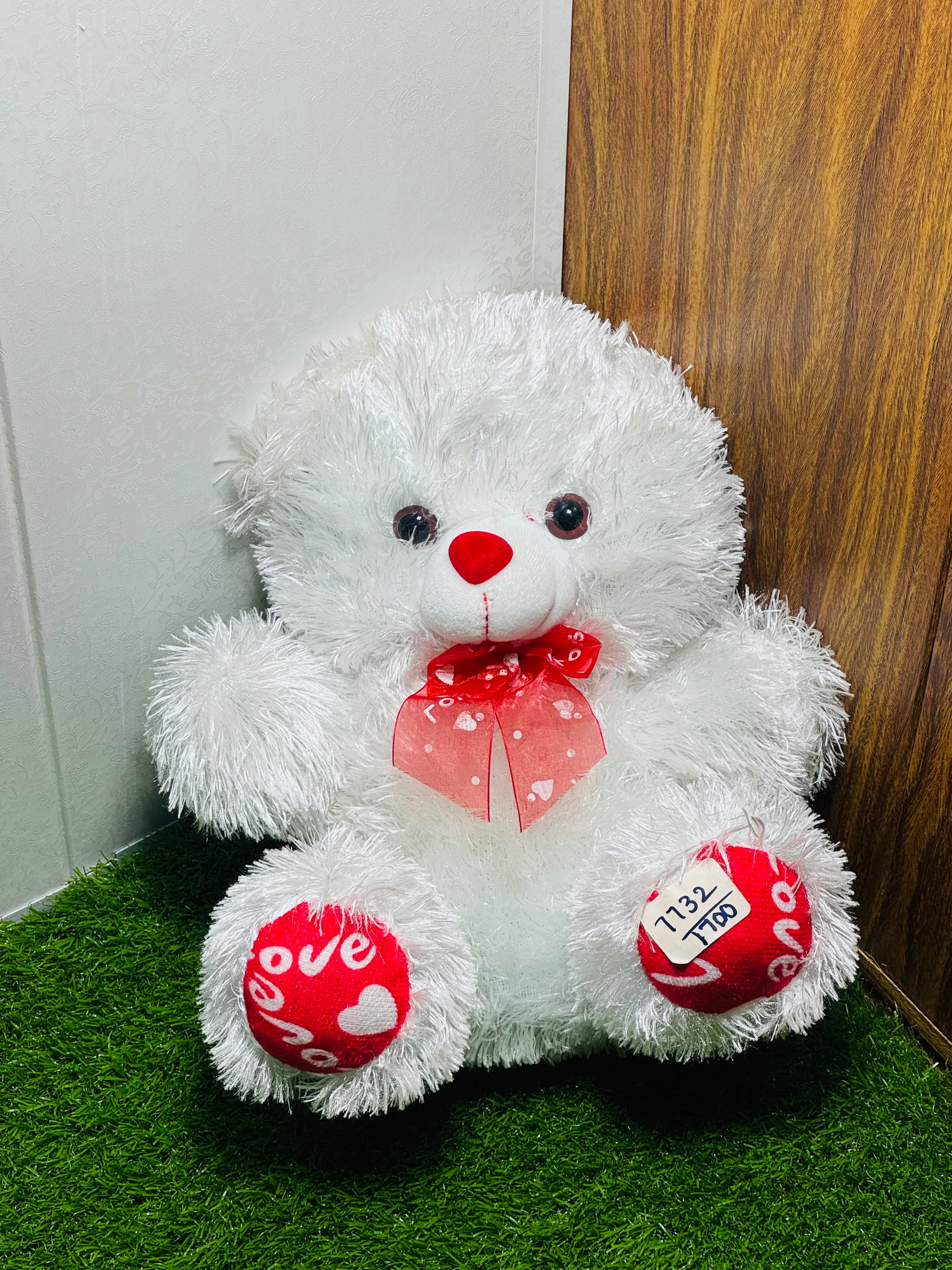 White Premium Fur Teddy Bear with Bow