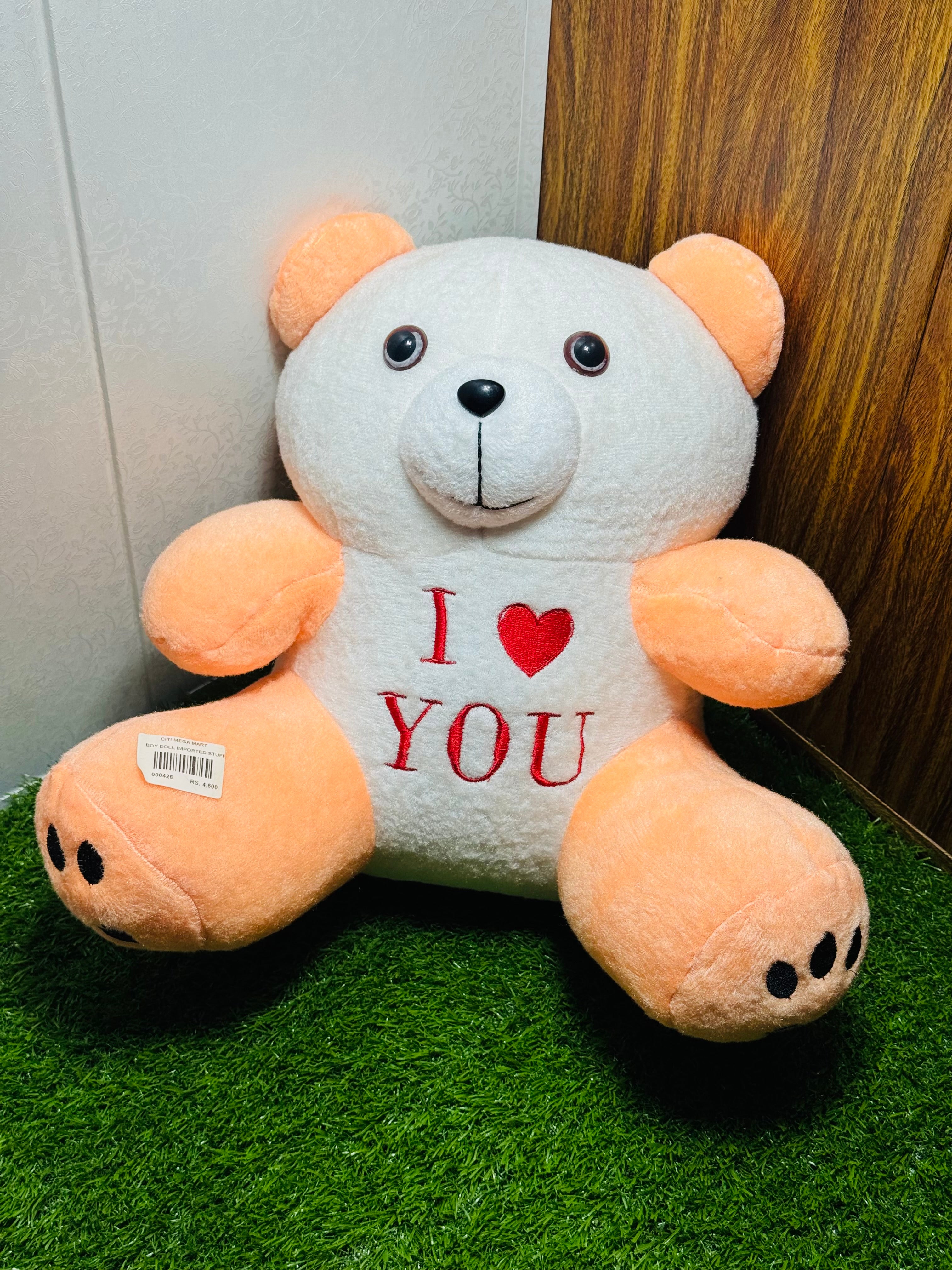 Peach & White “I Love You” Teddy Bear