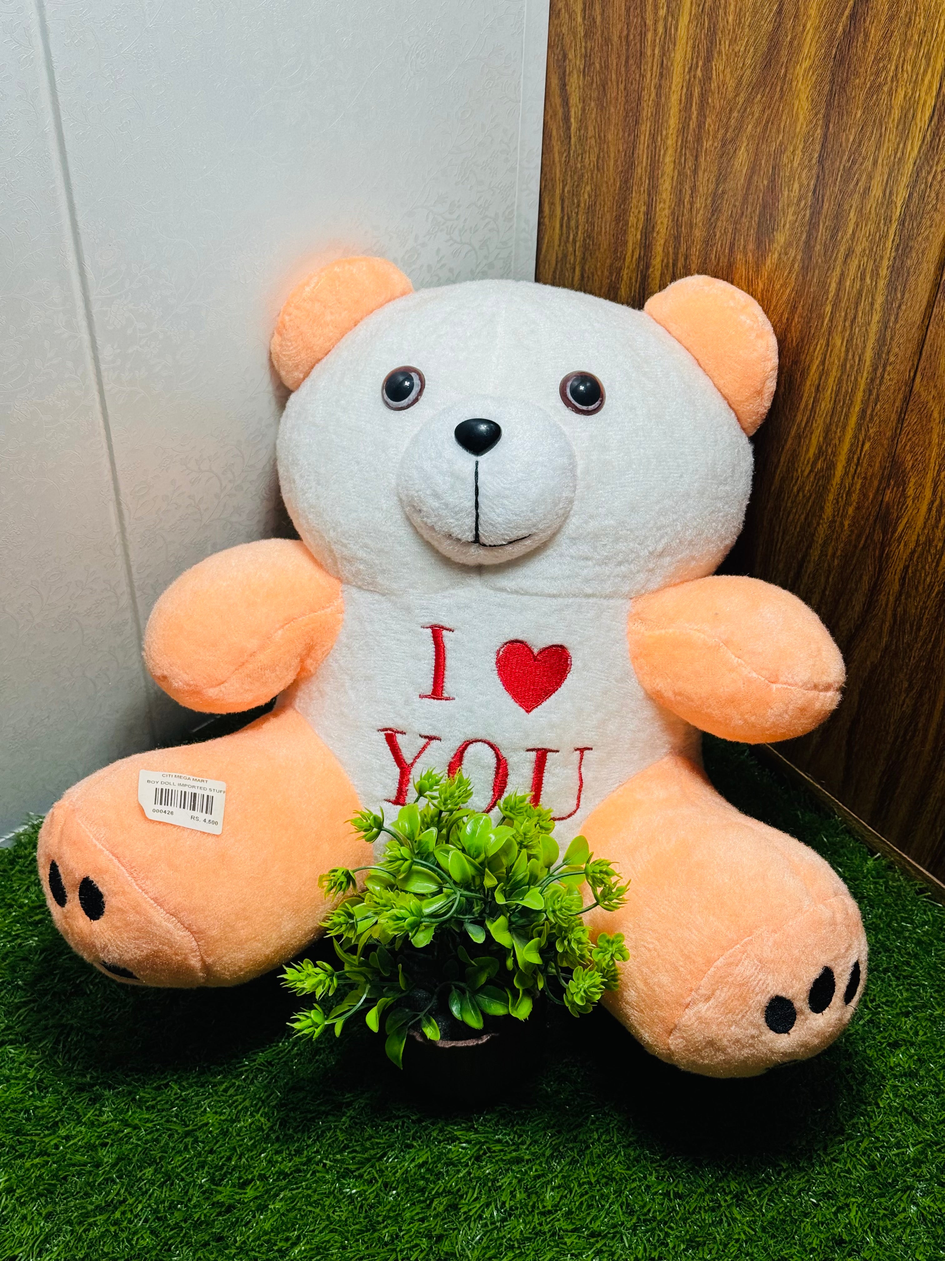 Peach & White “I Love You” Teddy Bear