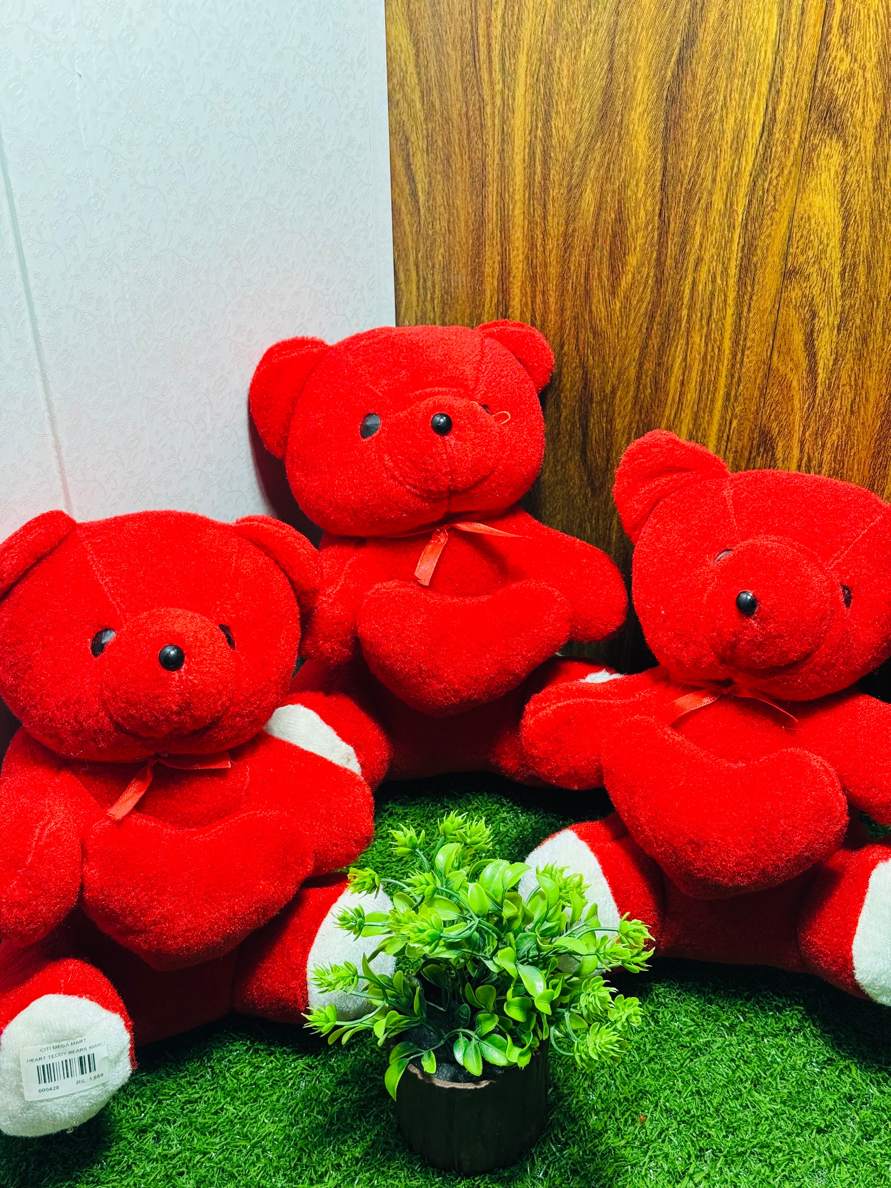 Small-Sized Red Teddy Bear with Heart
