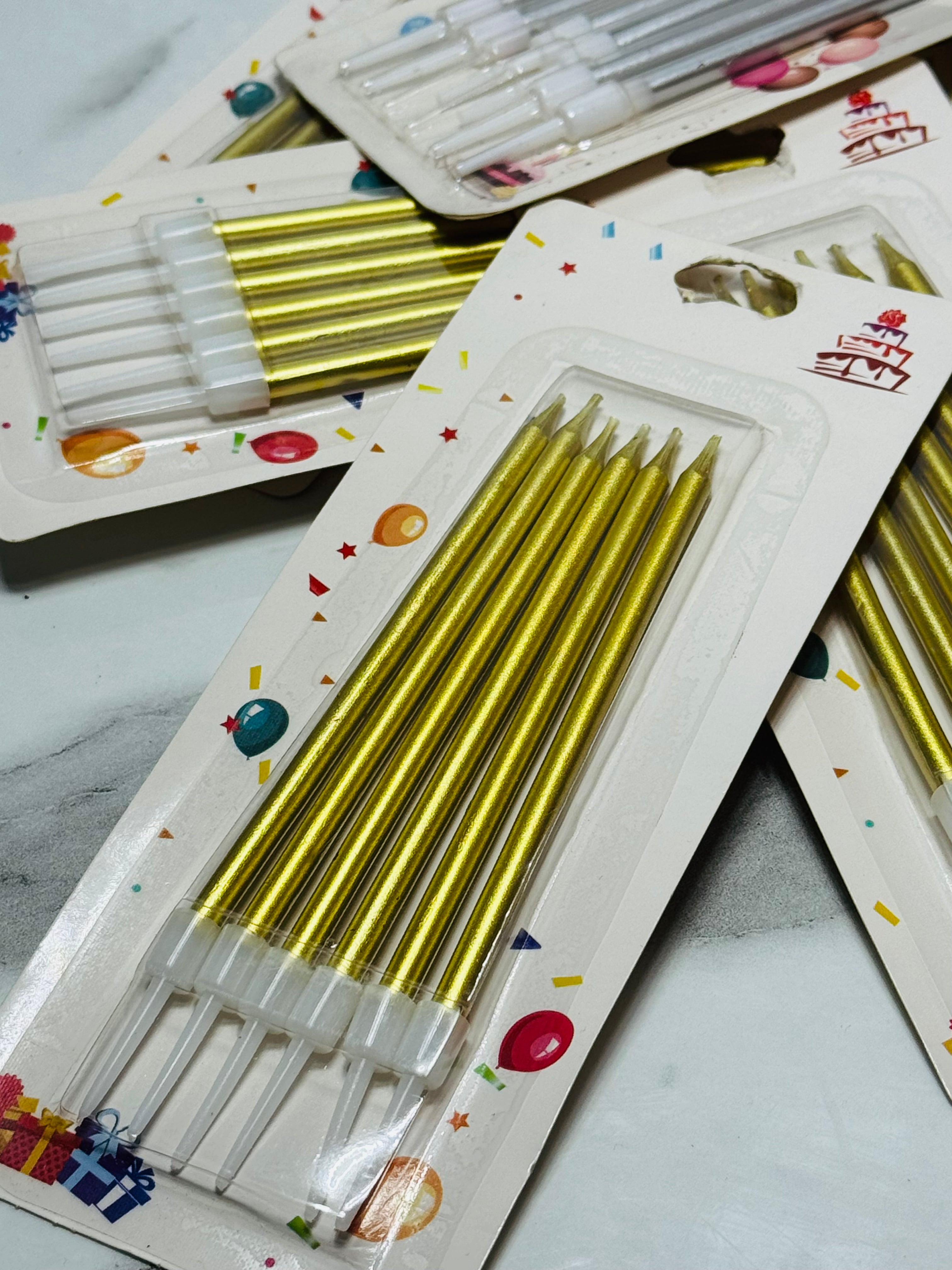 Golden Long Cake Candles