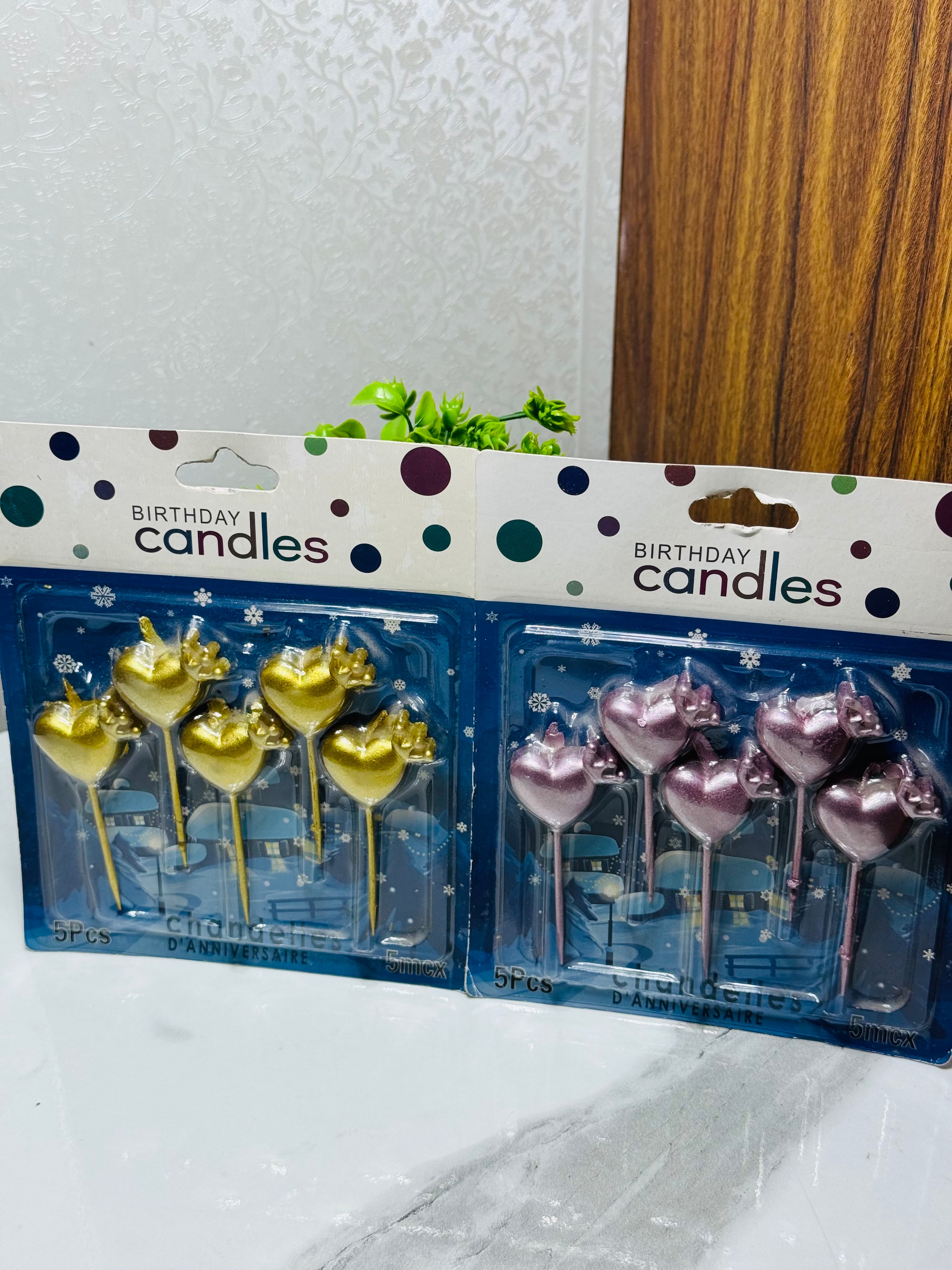 Heart & Crown Shaped Cake Candles