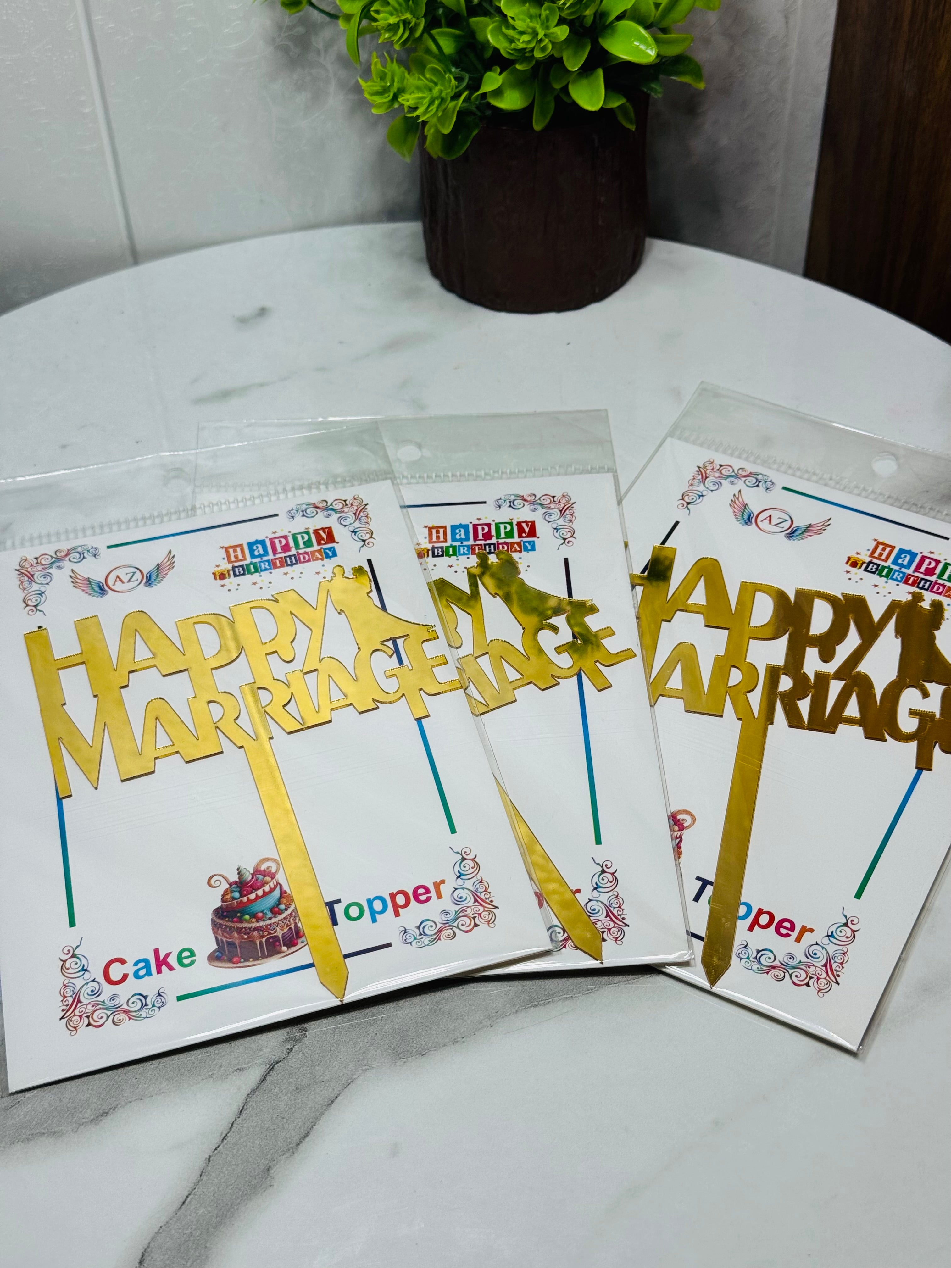 “Happy Marriage” Cake Topper