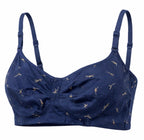 Navy Blue & Red Blended Bra